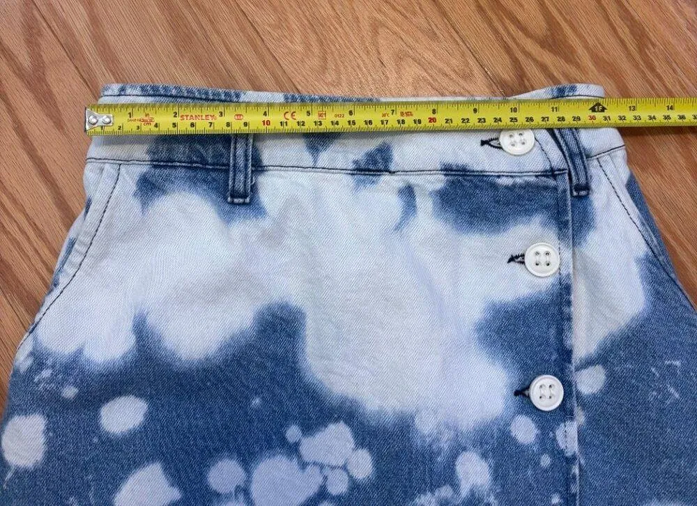 BDG Urban Outfitters POLLY Bleached Tie Dye Button Front Denim Skirt Size XS - Image 5