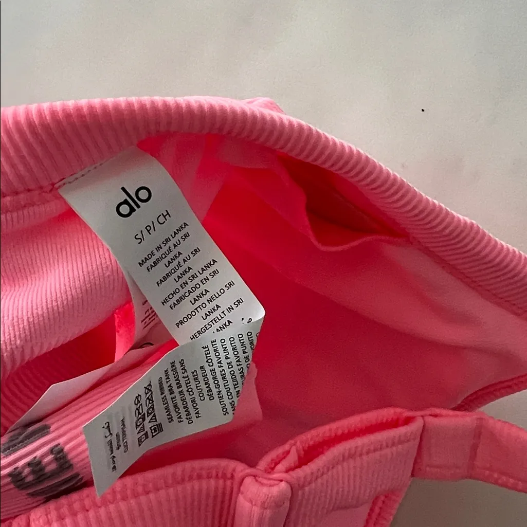 Alo Yoga Seamless Ribbed Favorite Bra Tank in Neon Bubblegum Size S - Image 8