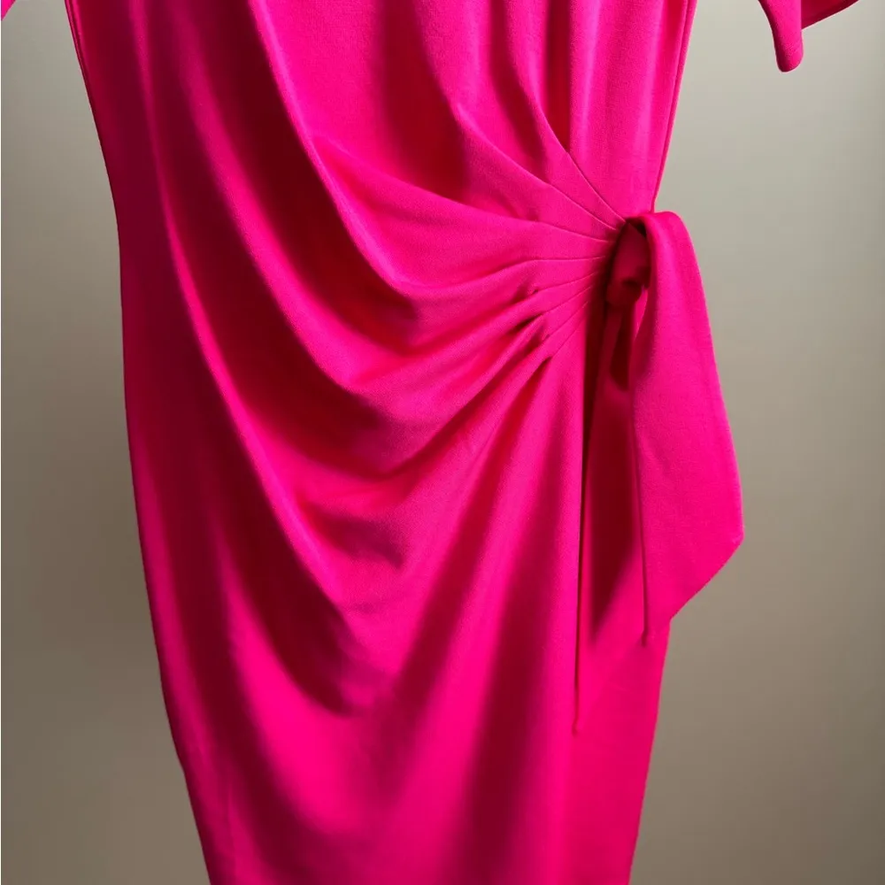 NWT White House Black Market ES Side Tie Knot Chemise Dress in Bright Rose - Image 3