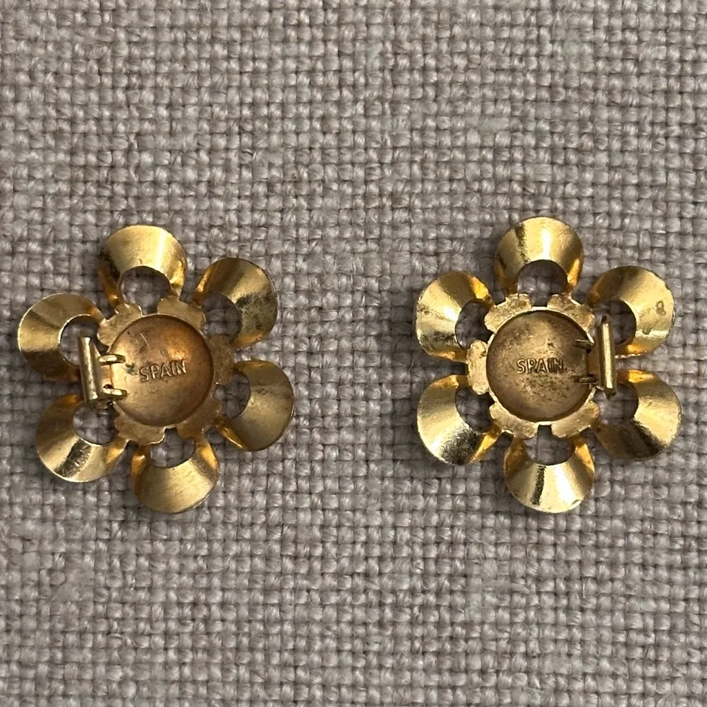 EUC Damascene Gold and Silver Floral Earrings - Image 7