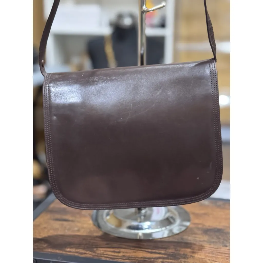 Yves Saint Laurent Vintage Brown Leather Flap Bag 1970-1980 - Image 2