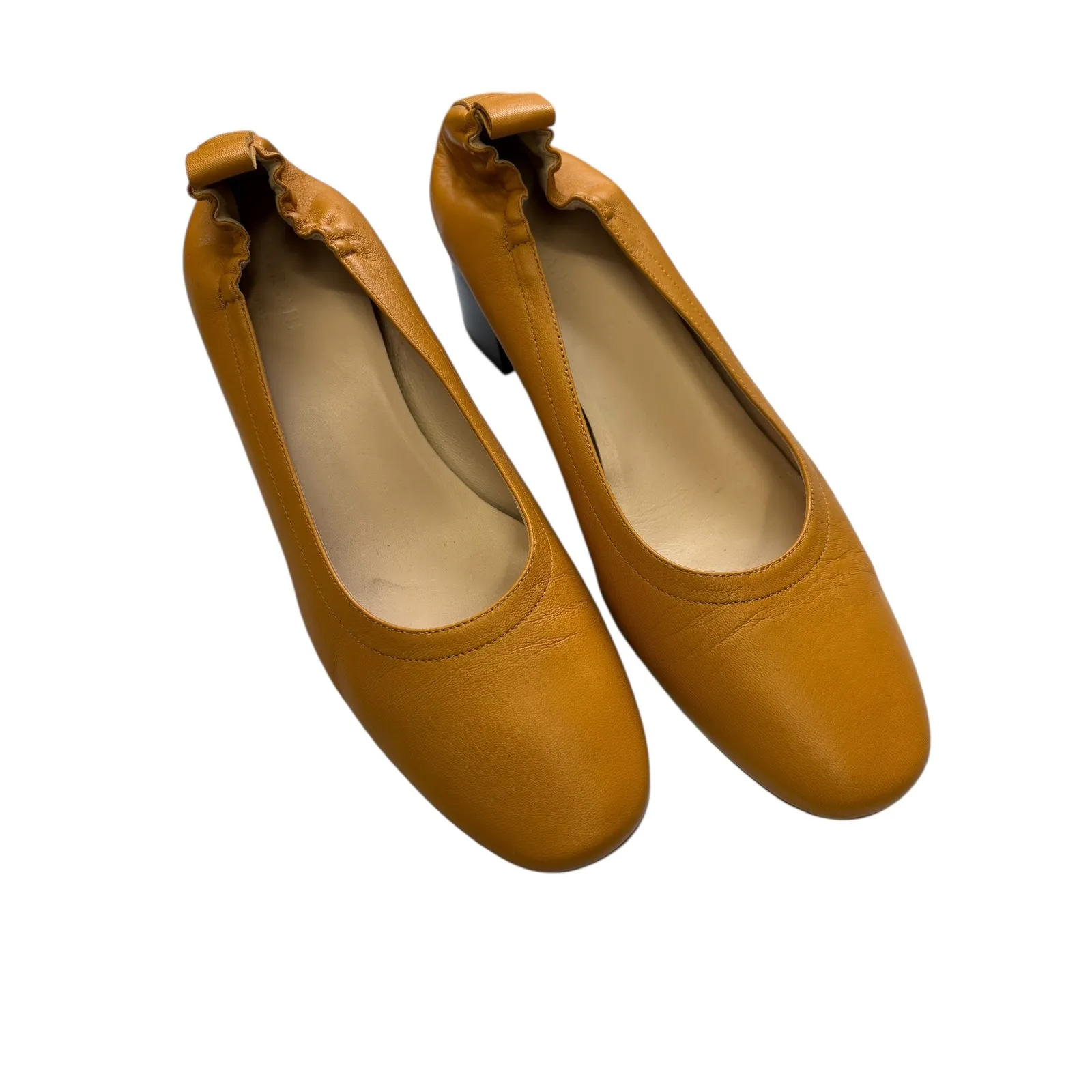 Everlane Women's The Italian Leather Day Heels Honey Yellow  Block‎ Pumps 10.5 - Image 2