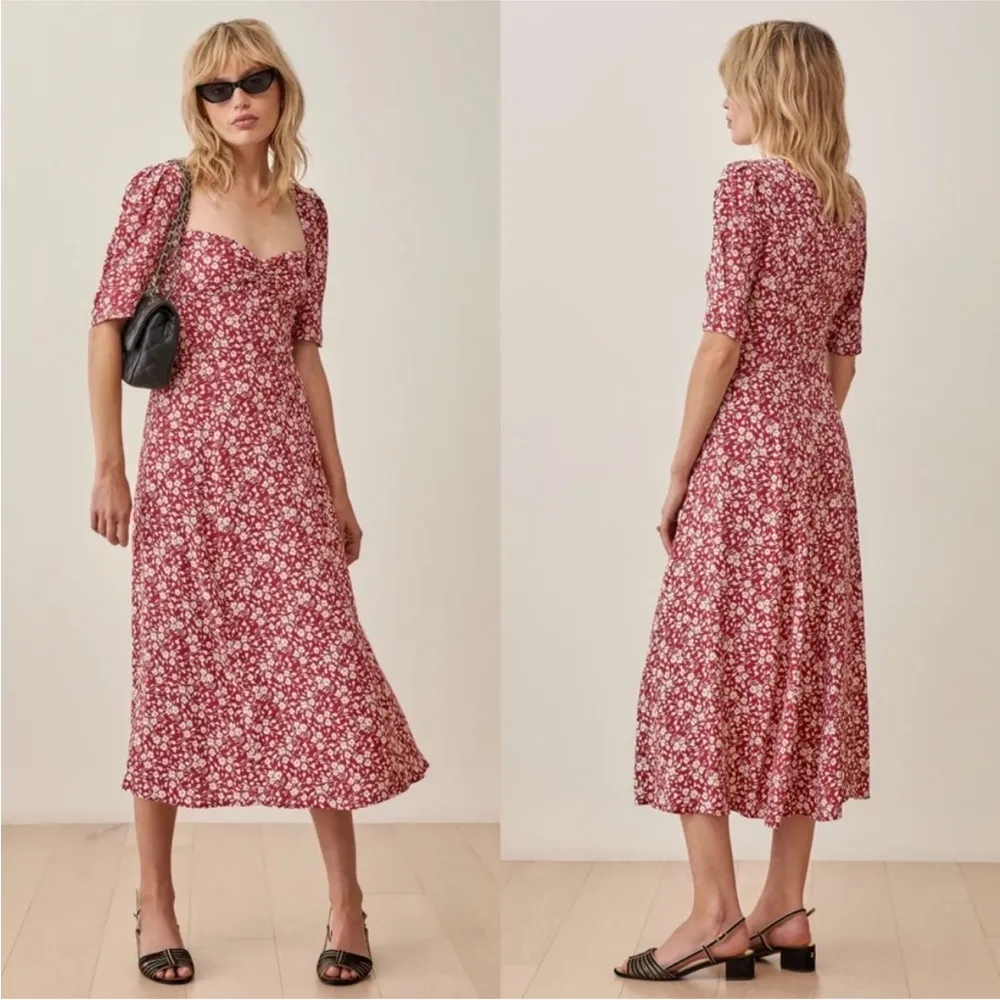 Reformation Floral Red Midi Dress NEW - Image 5