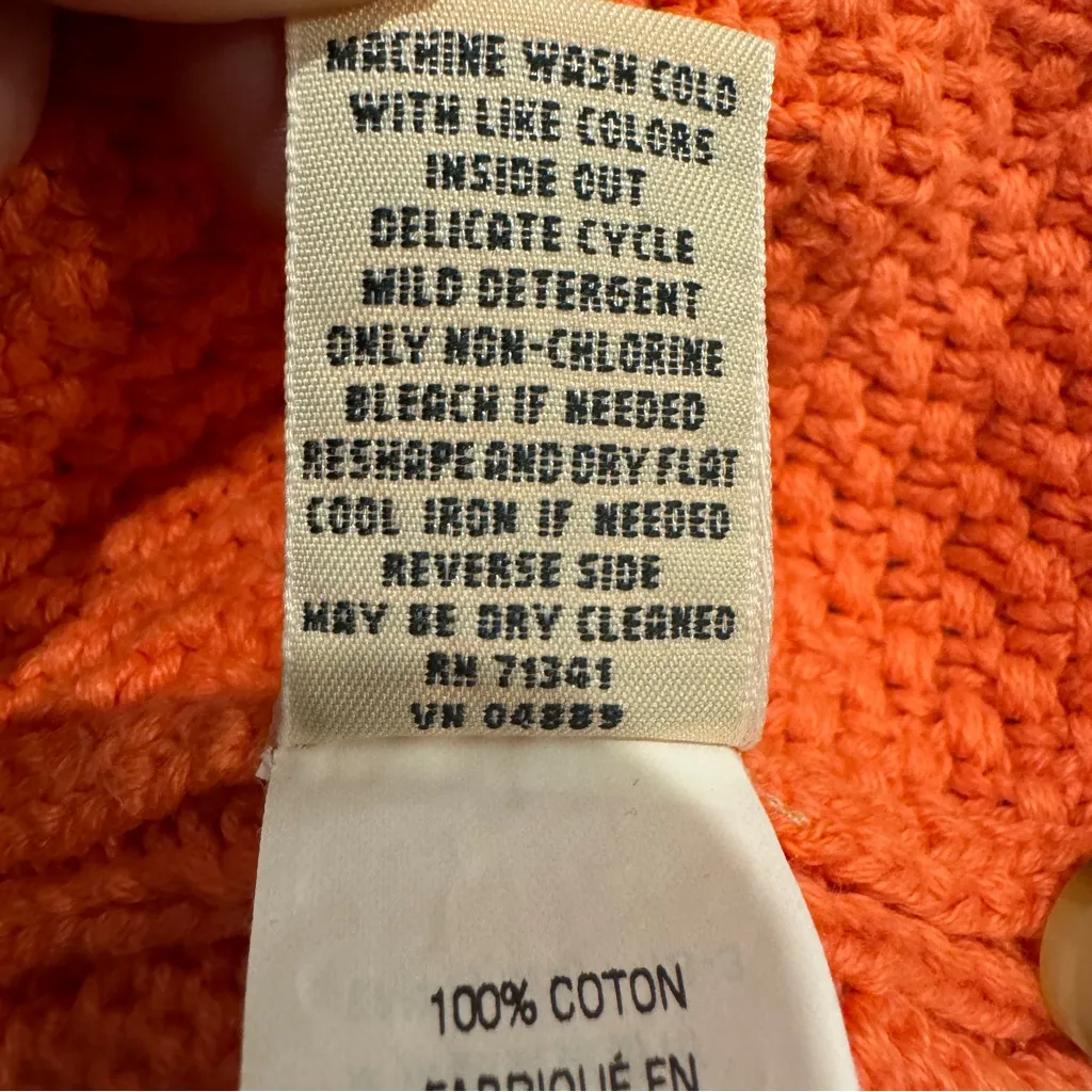 L.L Bean WOMEN S DOUBLE L MIXED CABLE KNIT SWEATER CREWNECK Signature Orange - Image 7