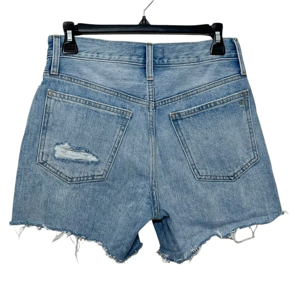 Madewell Ripped High Rise Denim Shorts Size 24 Steenwick Wash Mid Length Cotton - Image 3