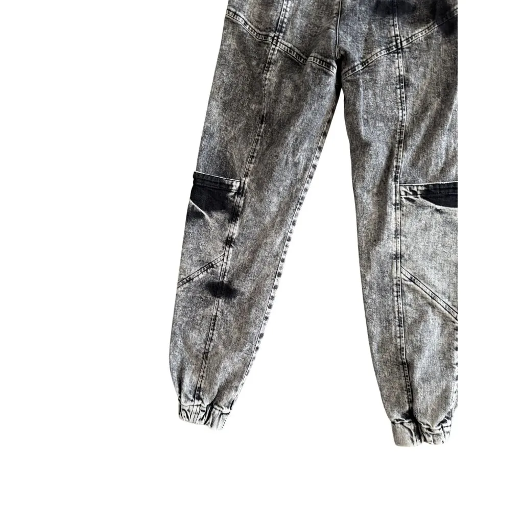 RETROFETE Gray White Acid Wash Jeans Joggers Size 26 - Image 8