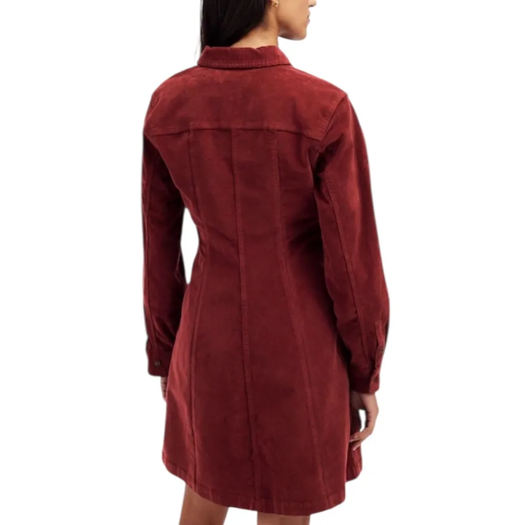 NWT Madewell Corduroy Long Sleeve Seamed Mini Shirt Dress Cabernet Size 00 - Image 2