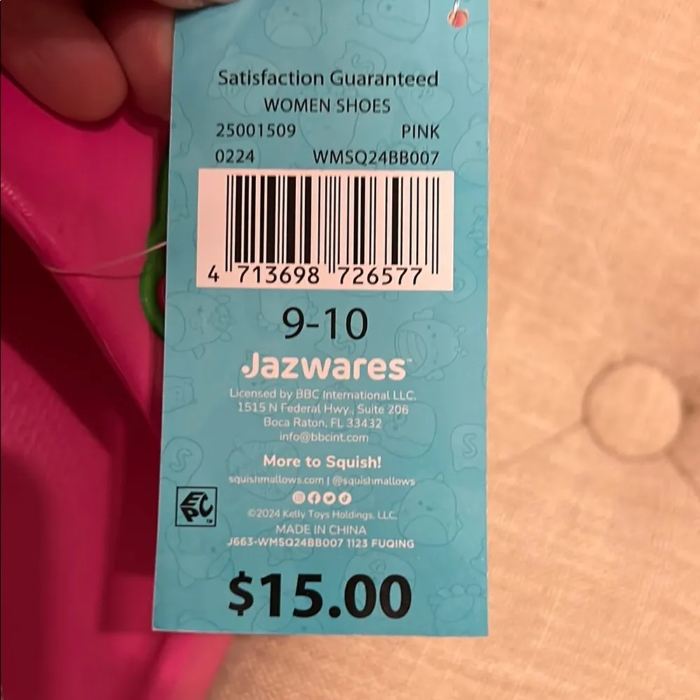 Squishmallows Pink and Green Slide Sandals Size 9 - Image 3
