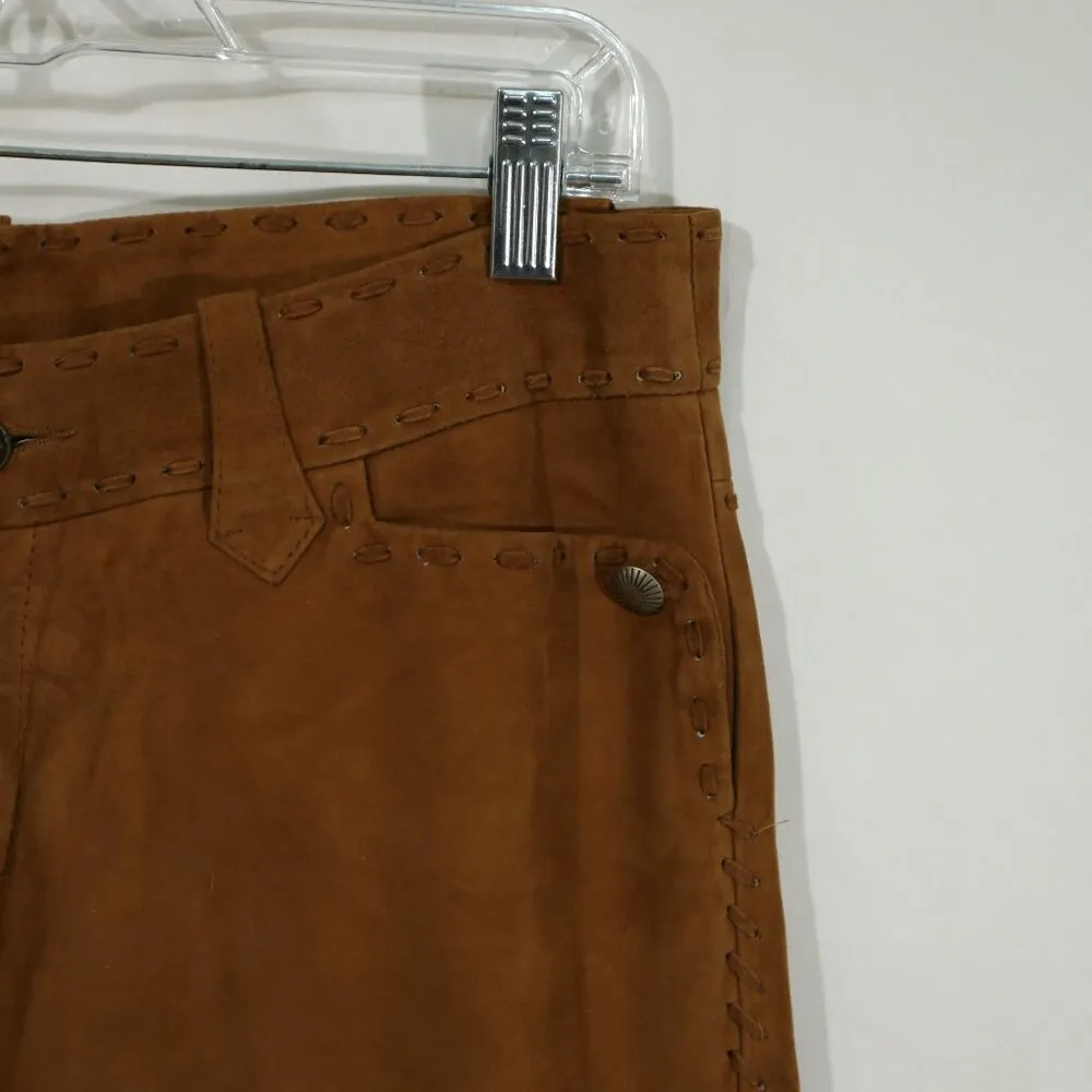 Vintage Old Gringo Suede Leather Pants — Brown, Bootcut, US 6 (33”) - Image 3