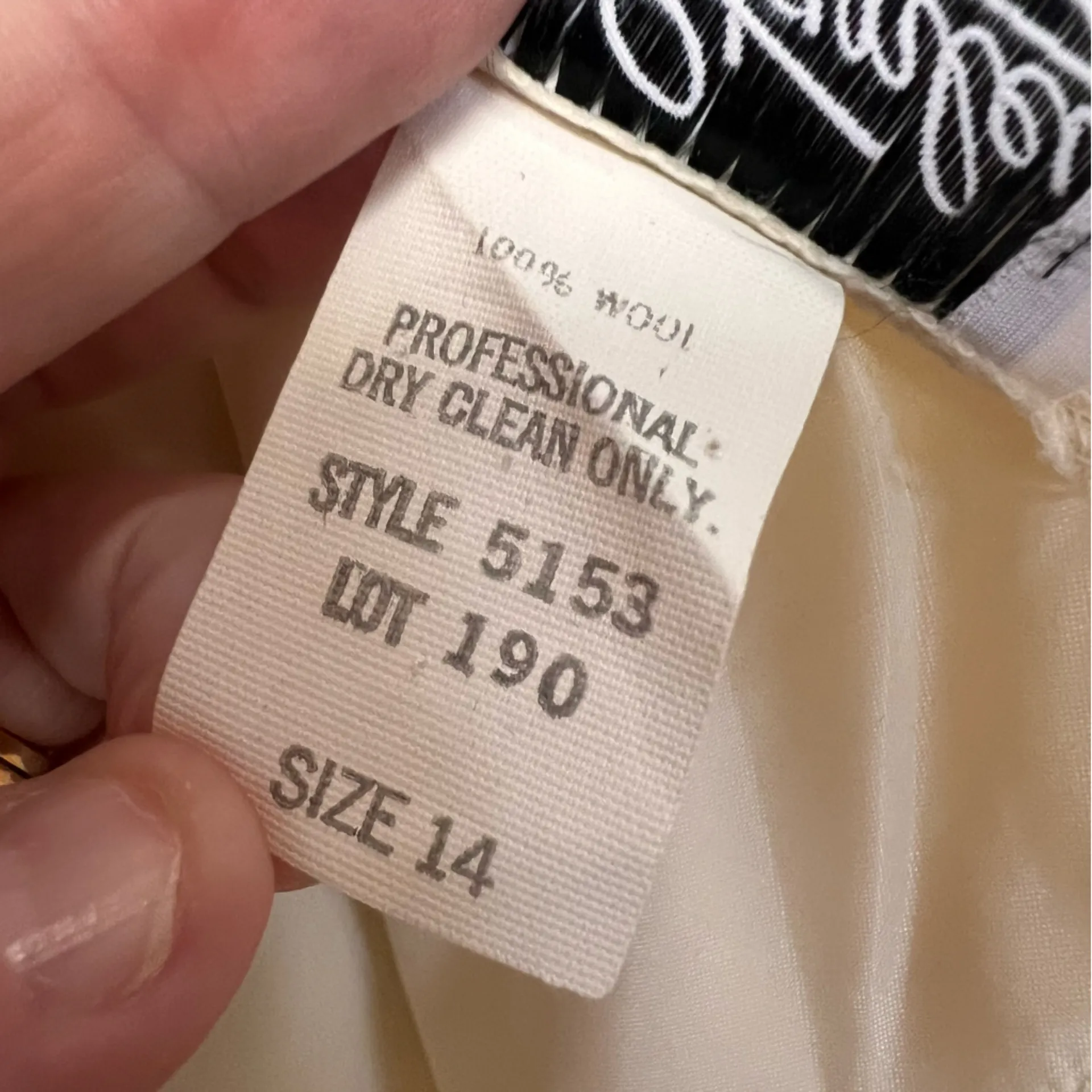 Vintage Paul Stanley cream midi front slit wool skirt with pockets size 14 - Image 9