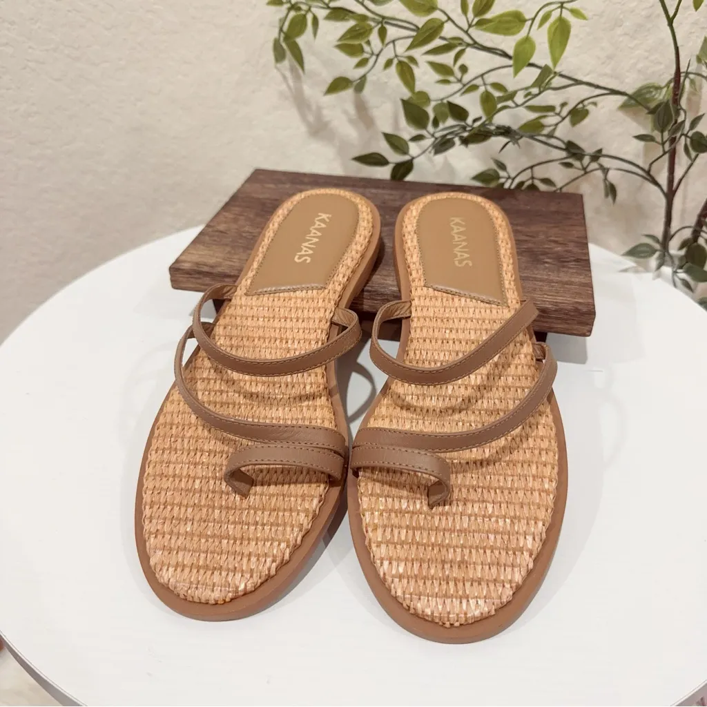 Kaanas Azores Naked slide Sandals Caramel Flats Size 6 NWOB Brown - Image 2