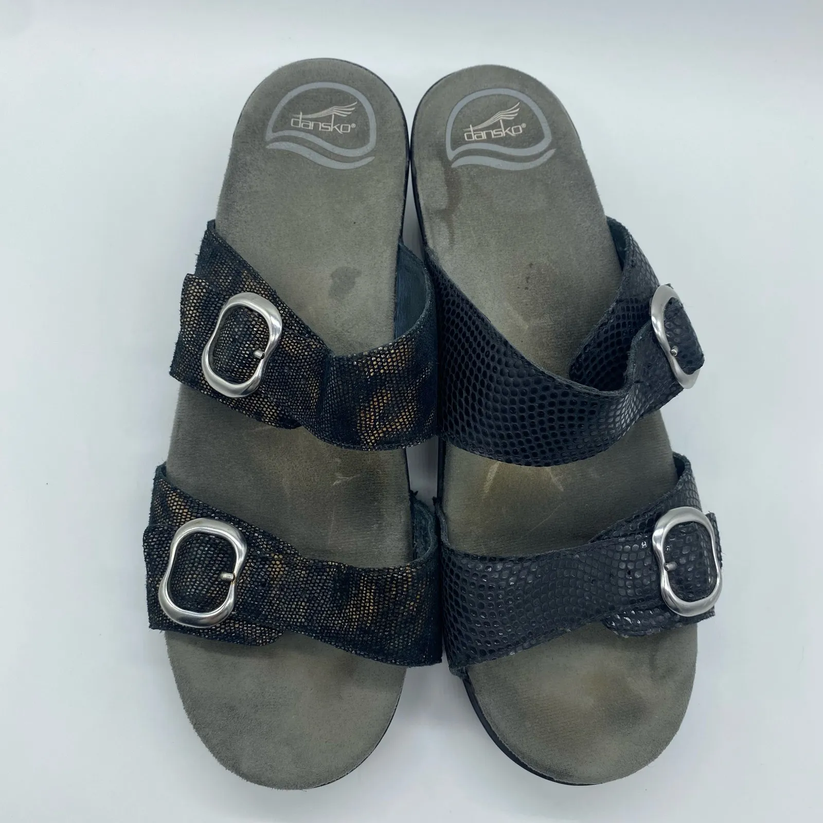 Dansko Black Animal Print Strappy Buckle Heel Sandals Women's size 9.5 / 40 - Image 5