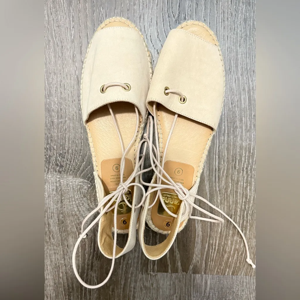 Anthropologie Kanna Women's Beige Suede Lace Up Espardrilles‎ Size 40/9 - Image 2