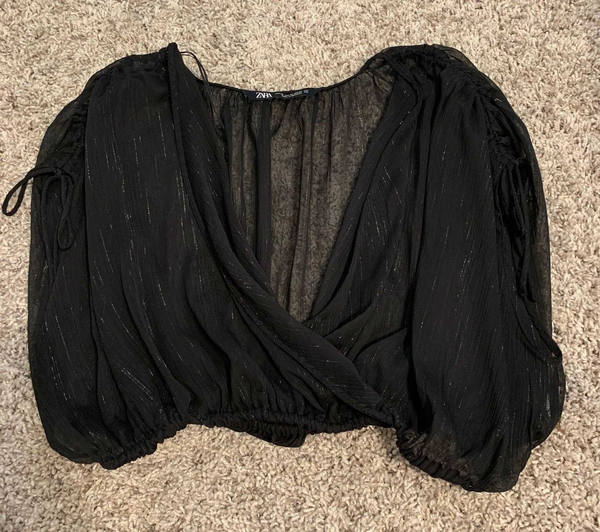 ZARA Metallic Wrap Crop Top - Image 2