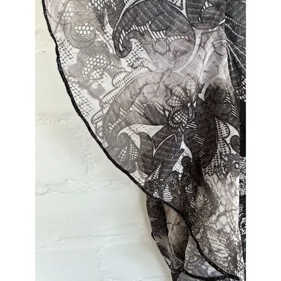 Eyelash Couture L Black White Gray Floral‎ Print Mini Dress Size L - Image 2