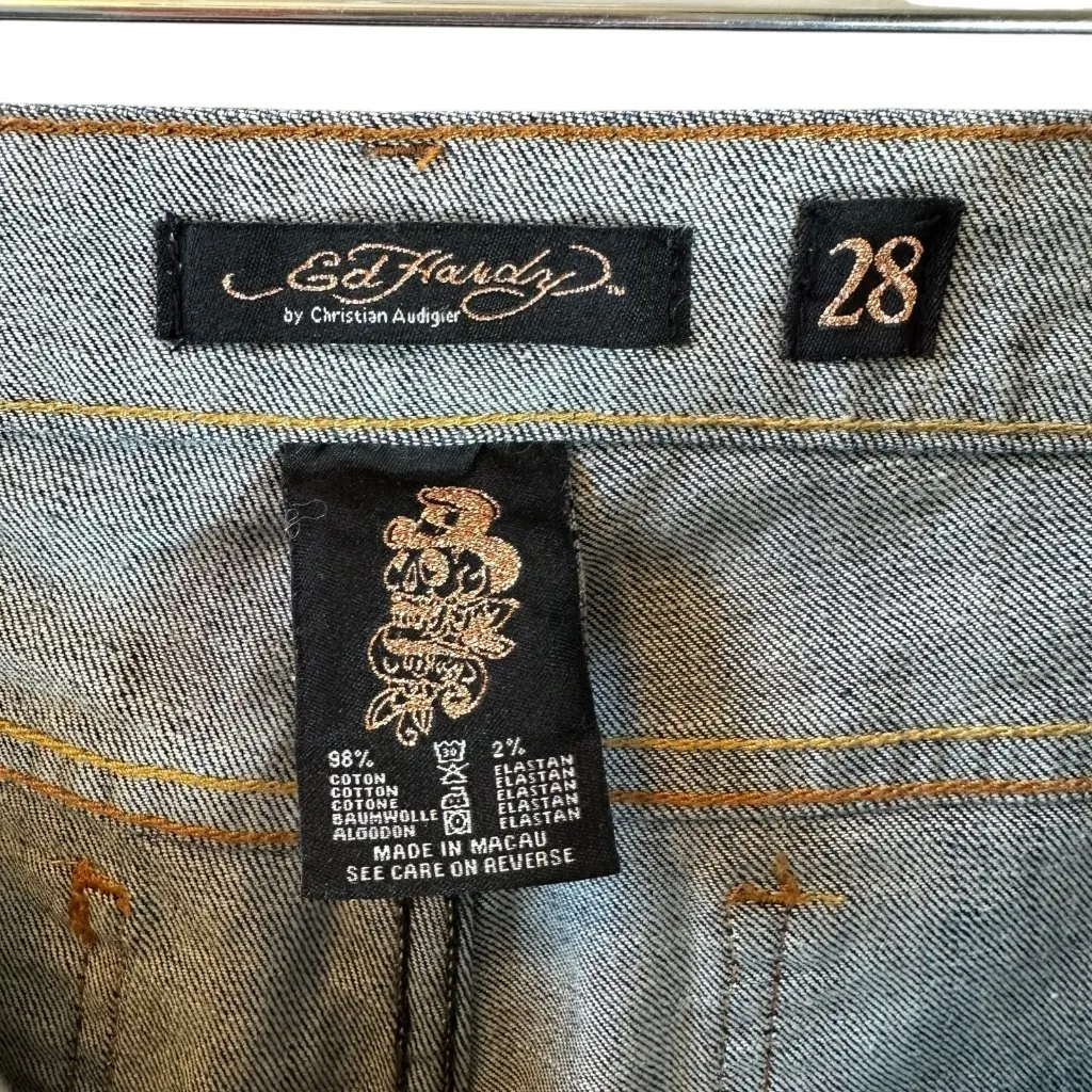 Vintage Ed Hardy Love Kills Crystal Embellished Straight Leg Jeans Size 28 - Image 6