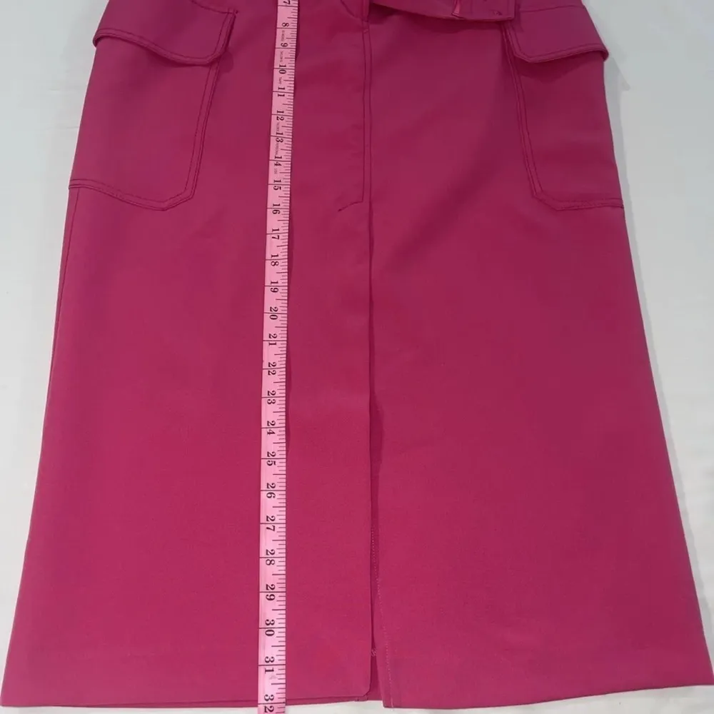 TOPSHOP Women's Utility Slit Cargo Midi Skirt Hot Pink Size 8 High Waisted NWT - Image 8