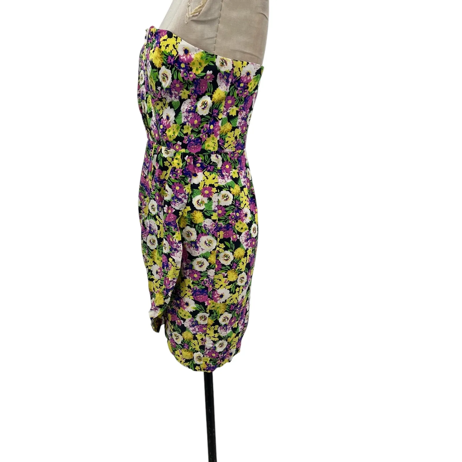 Yumi Kim Gardenia Floral Date Night‎ Mini Dress Strapless Yellow Size Medium - Image 6