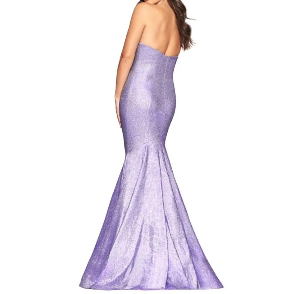 Faviana Strapless Sweetheart Shimmer Sparkle Mermaid Gown S10426 Lavender Purple - Image 3