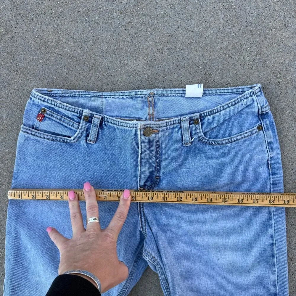 Vintage Y2K Mudd Low Rise No Waistband Flare Leg Light Blue Jeans Size 11 - Image 8