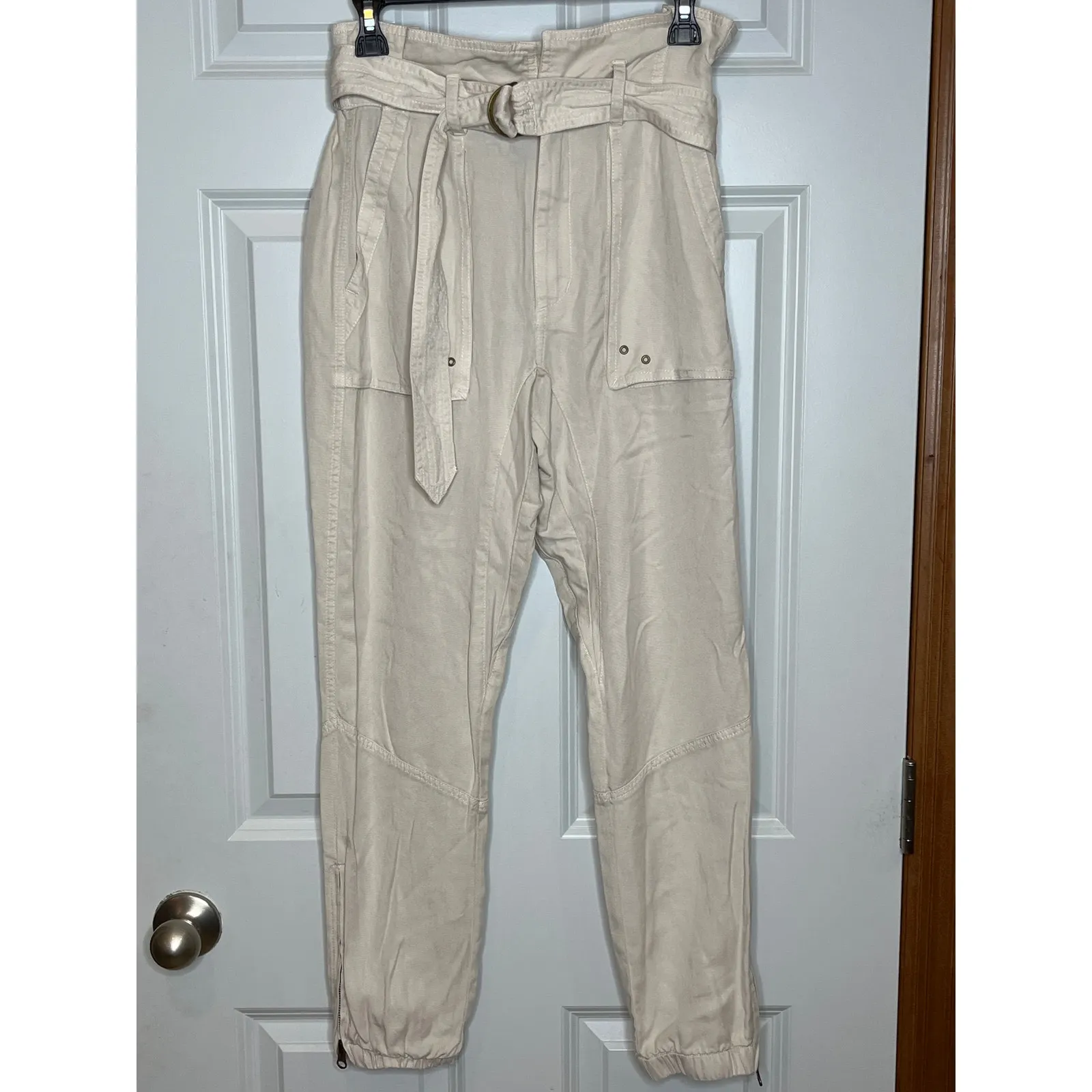 Revolve‎ x Pam & Gela NEW Paperbag Waist Pant Jogger Wheat Color Size P Or XS - Image 2