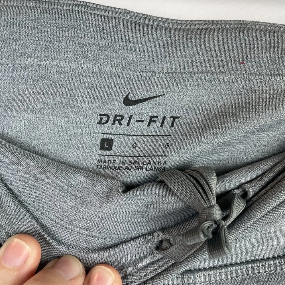 NIKE Fast Dri Fit Mid-Rise Crop Running Leggings Leggings Sz L Silver Grey - Image 4