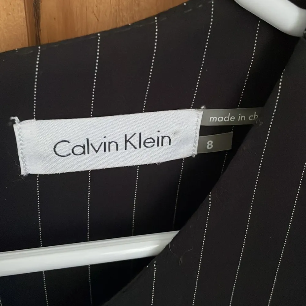 CALVIN KLEIN Black Striped Sleeveless Dress Size 8 - Image 3