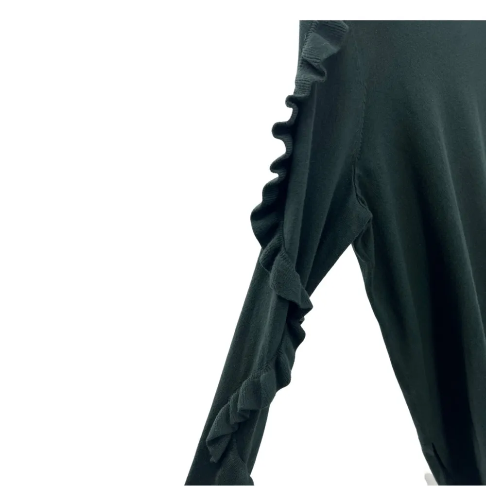 Lane Bryant 22/24 hunter green rayon ruffle sweater plus business casual holiday - Image 3