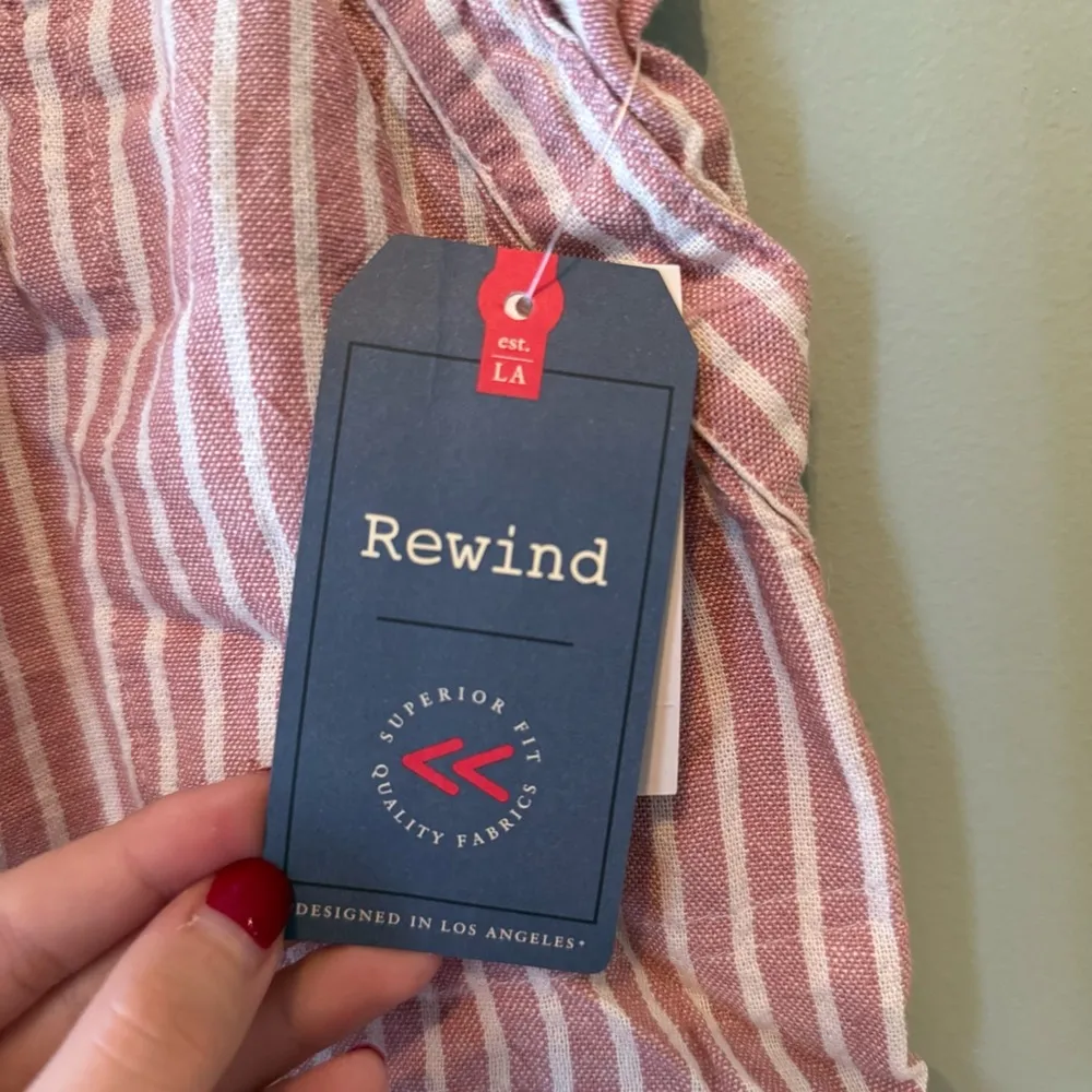 Rewind Red and White Striped Linen Shorts - Image 3