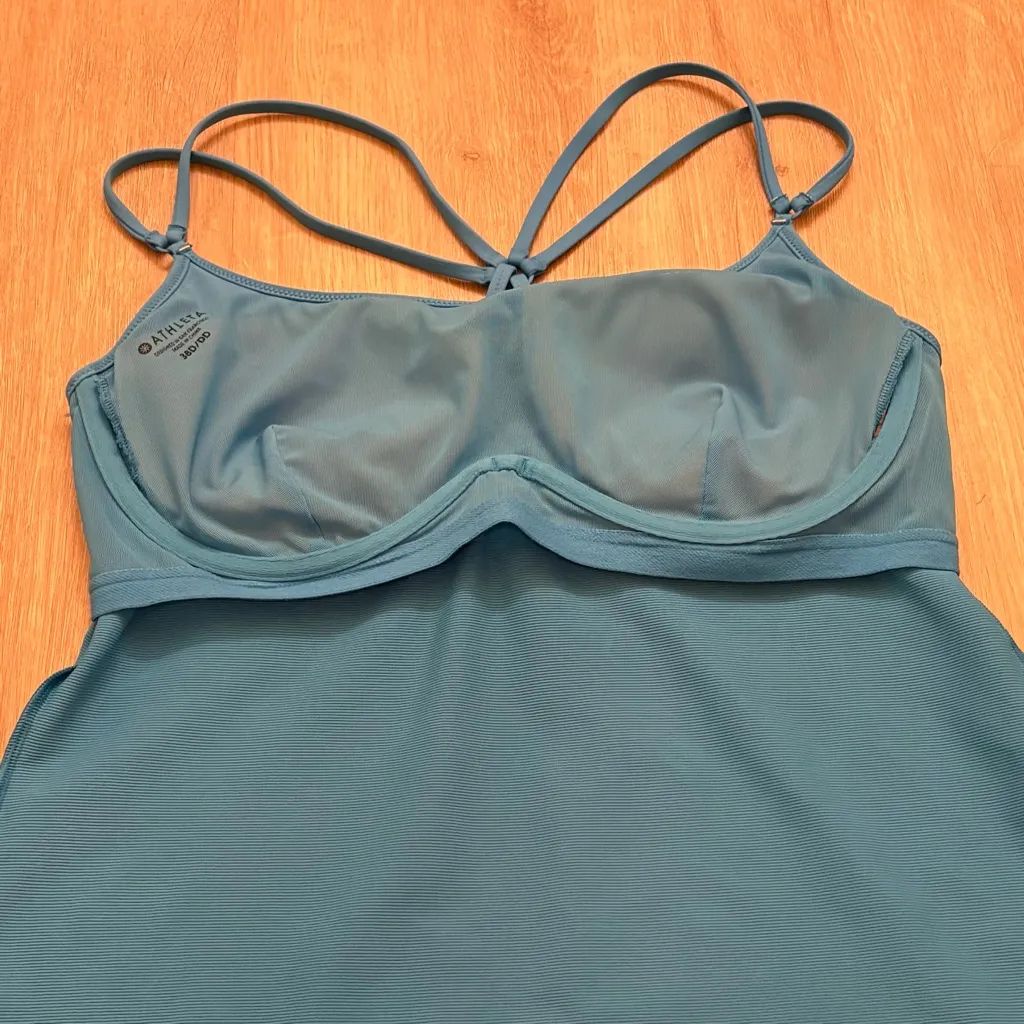 Athleta Teal Strappy Tank Top with Removable Pads, Underwire & Adjustable Straps - Image 4