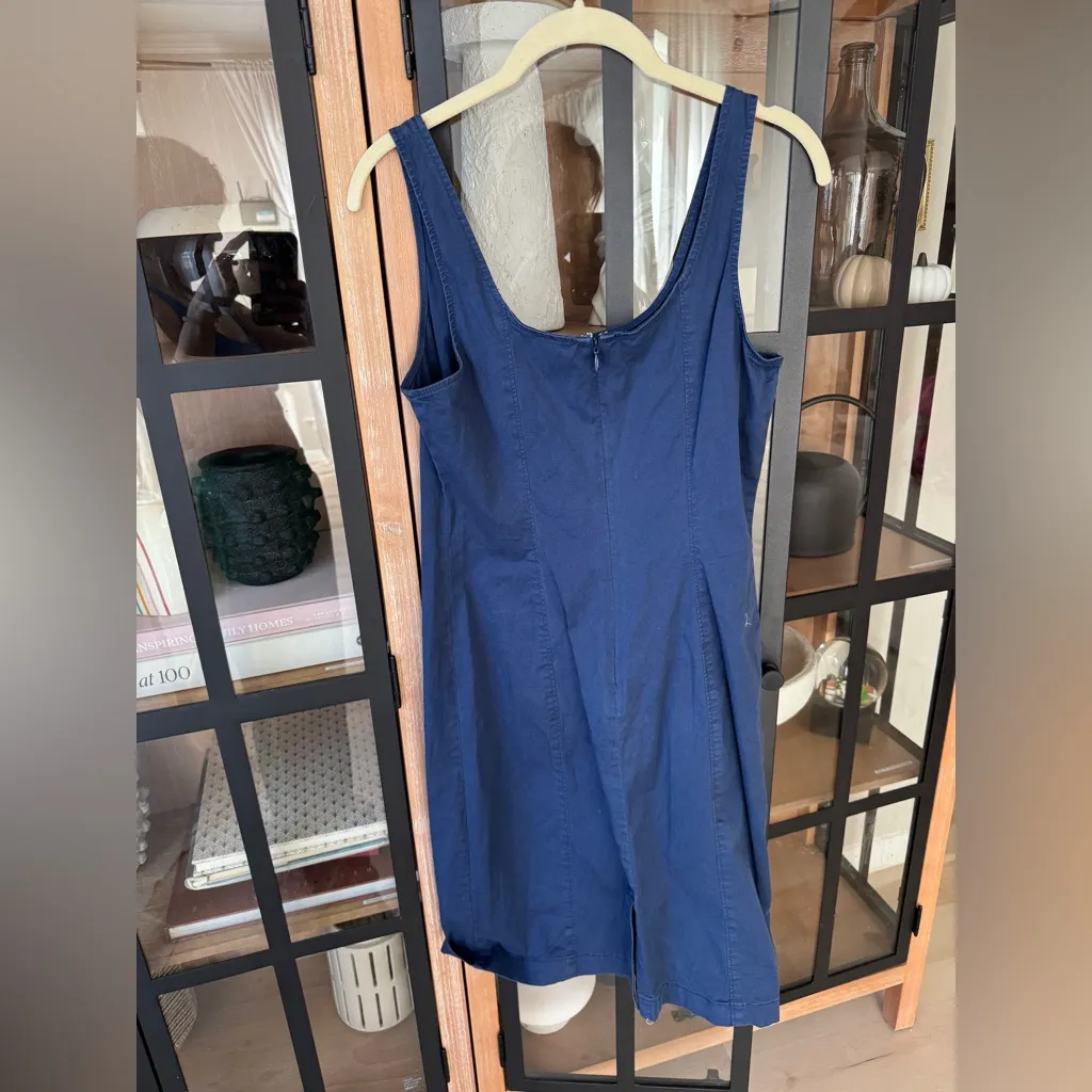 J. Crew fitted lightweight chino dress navy cotton midi above knee - Image 4