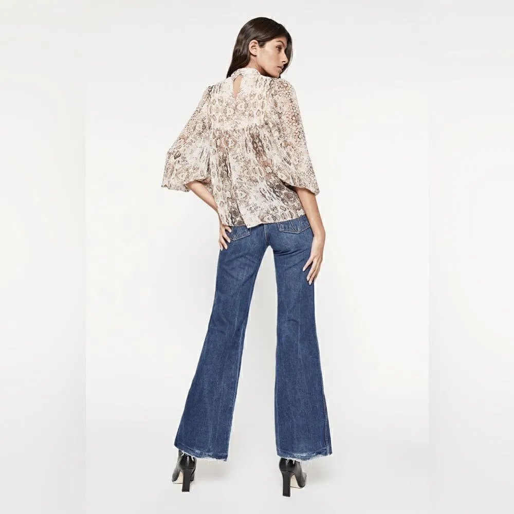 Bardot Snake Print Mock Neck Blouse in Natural Lyst Size XS - Image 10