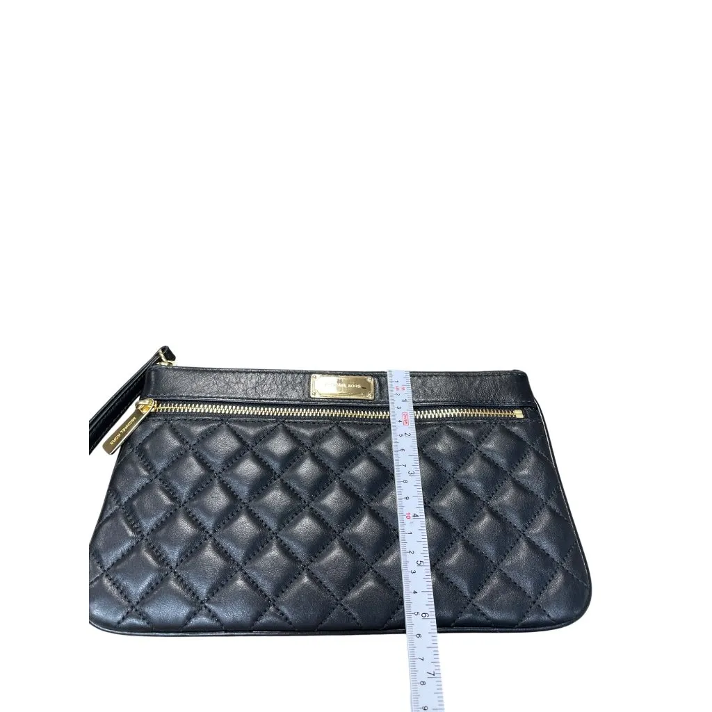 Michael Kors womans Black Quilted Leather Wristlet Clutch Hand Bag SKU 9225 - Image 5