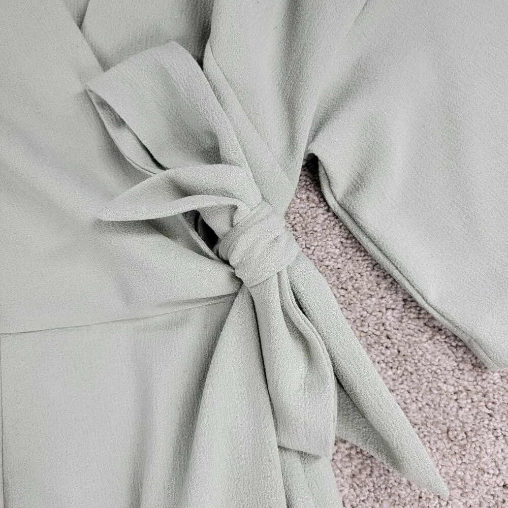 ASOS Womens Dress 4 Mint Green Textured Wrap V Neck Plunge Kimono Tie Waist - Image 13