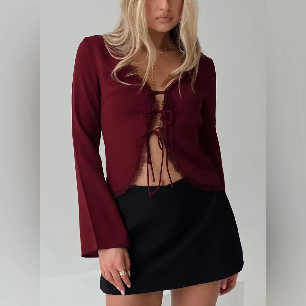 Princess Poly Hagner Long Sleeve Top Burgundy - Image 5