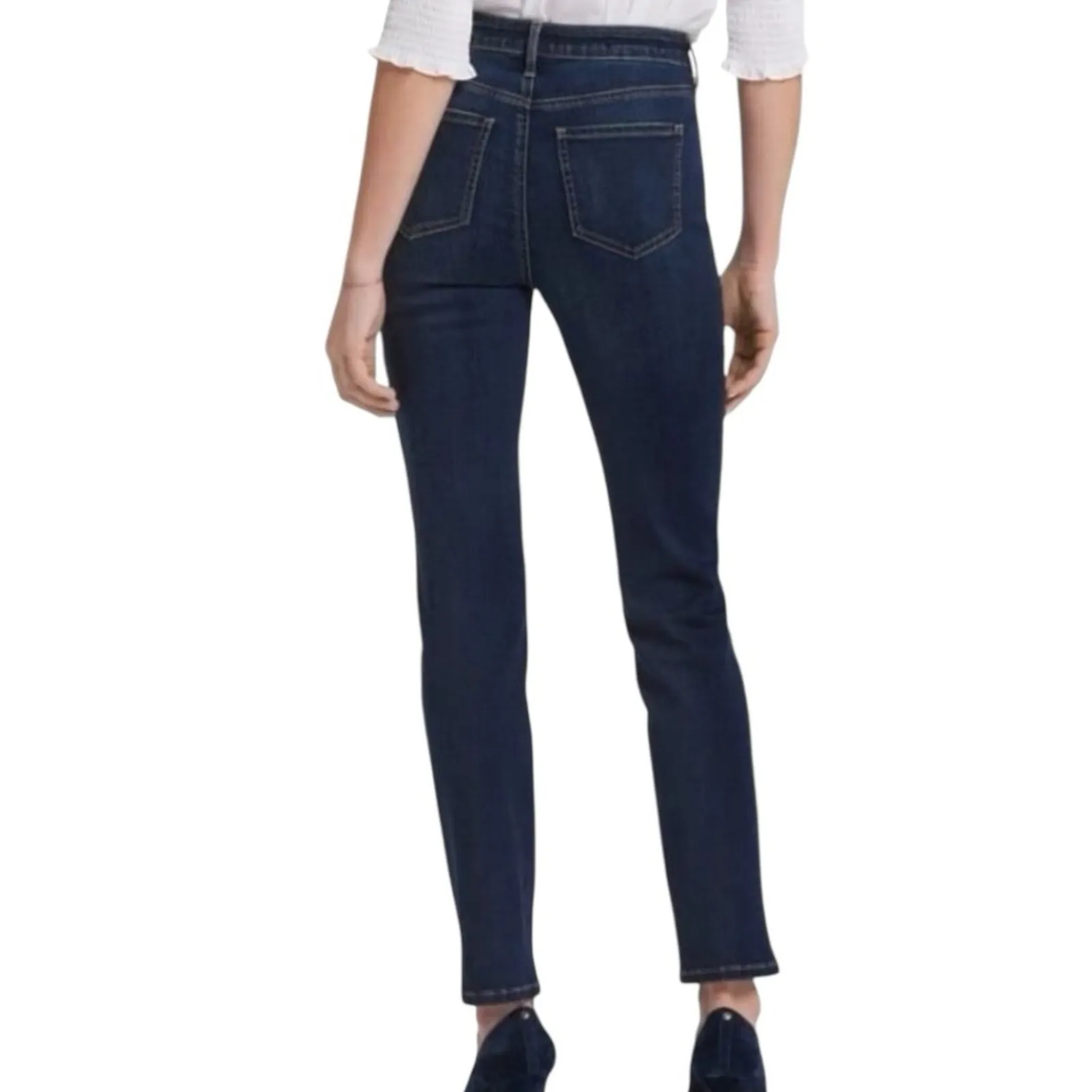 NYDJ Sheri Slim Jeans Mid Rise Dark Indigo Wash Tummy Control Women’s Size 10 - Image 3