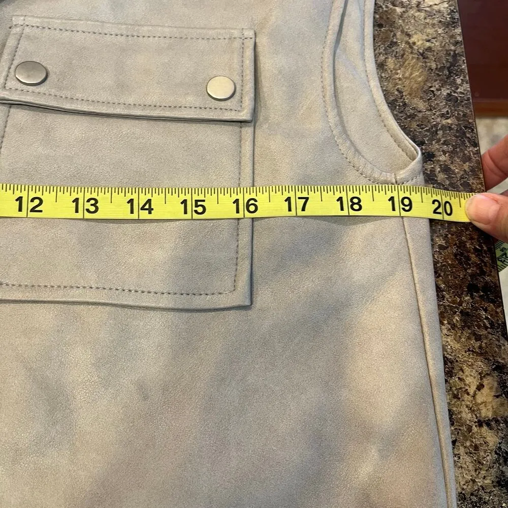 Bagatelle Gray Sand Color Faux Leather Vest Small - Image 6