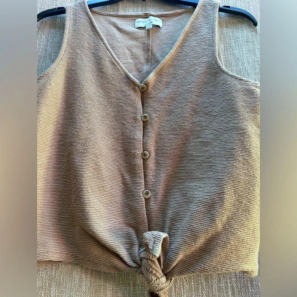 Madewell Texture & Thread Button-Front Tie Tank-Medium-Tan/Oat color - Image 6