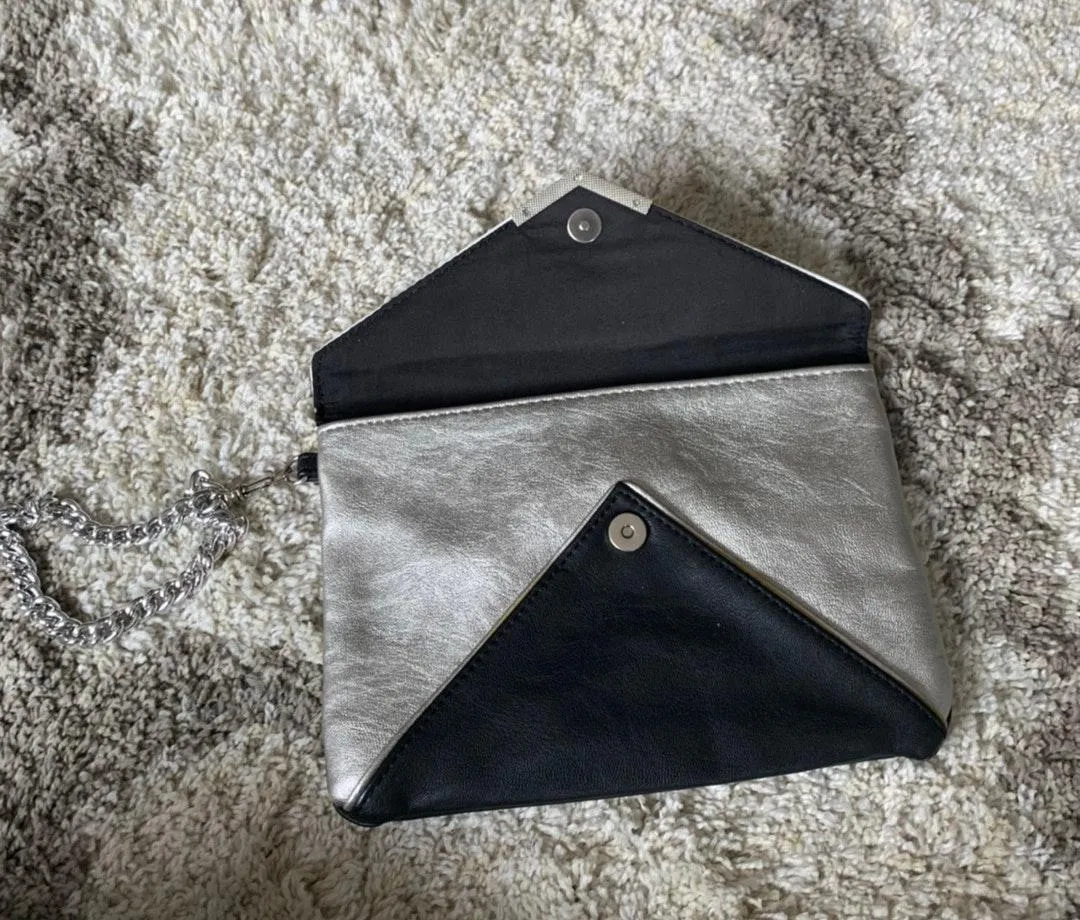 EXPRESS Black Silver White Envelope Clutch - Image 2