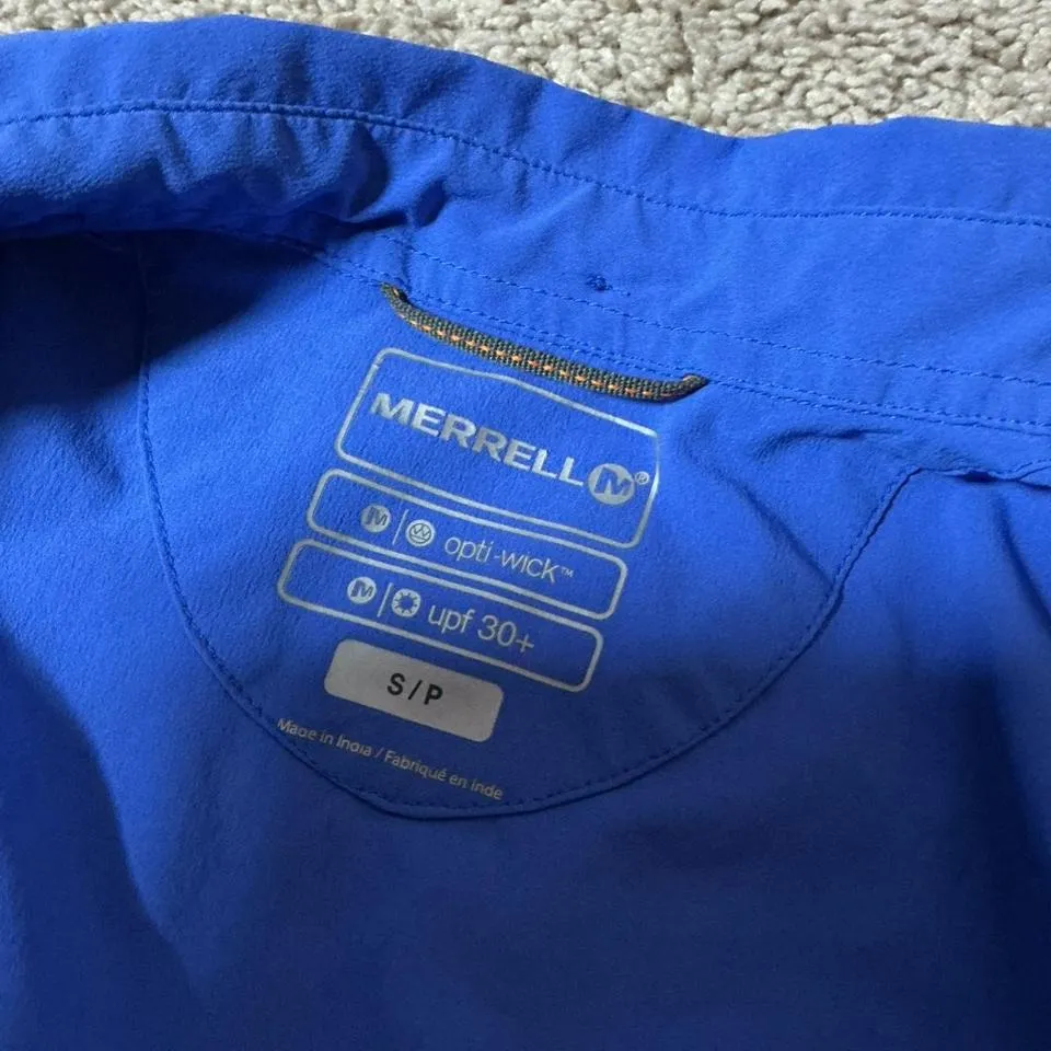 Merrell Womens Blue Short Sleeve Button Up Outdoor Shirt Top UPF 30 Plus Size S - Image 3