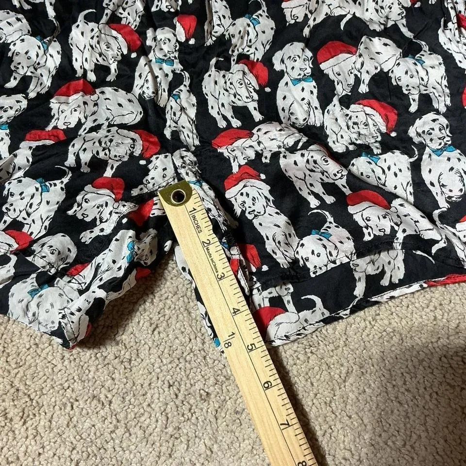 ADDICTION Mens Black Dalmatian Santa Hat Pajama Lounge Shorts 100% Silk - Image 2