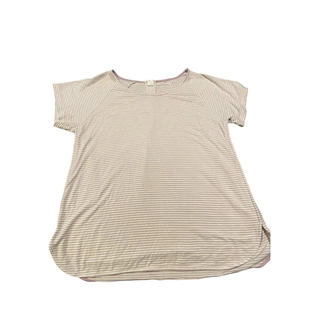 Lake Purple Striped Short Sleeve Pajama Top Sz. M Purple Size M - Image 2