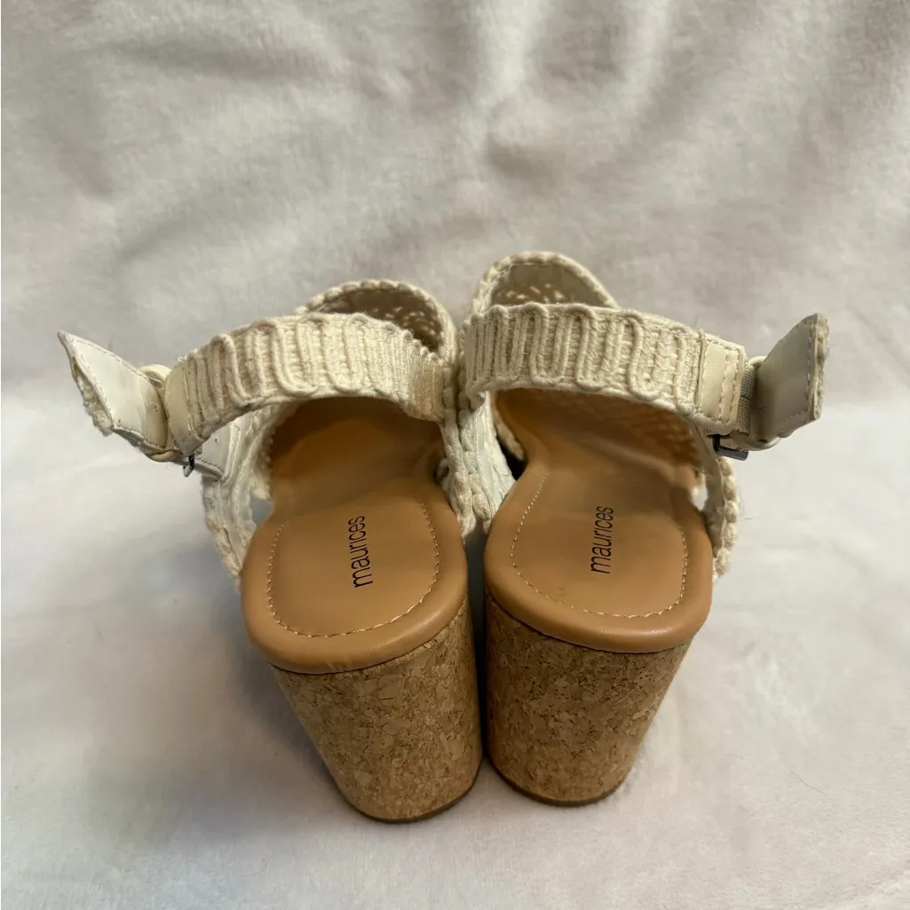 Maurices SuperCush Charlotte Crochet Cork Wedge In Off White Women’s Size 10 - Image 4
