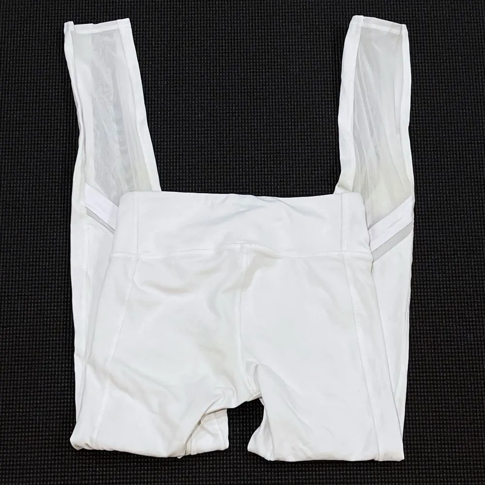 Alo Yoga XS Epic Legging White Compression Tight Workout Pant Gym Barre Mesh - Image 4