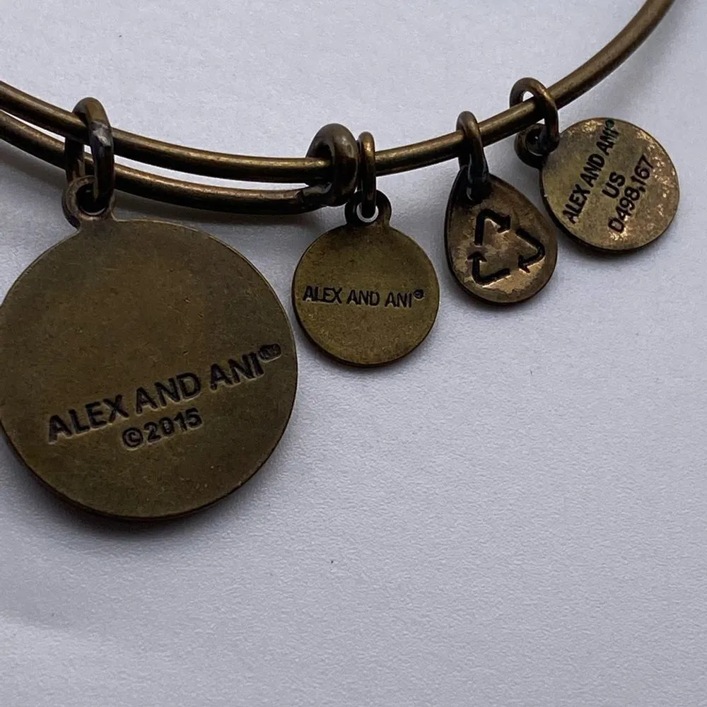 Alex &‎ Ani M initial bangle bracelet gold tone - Image 3