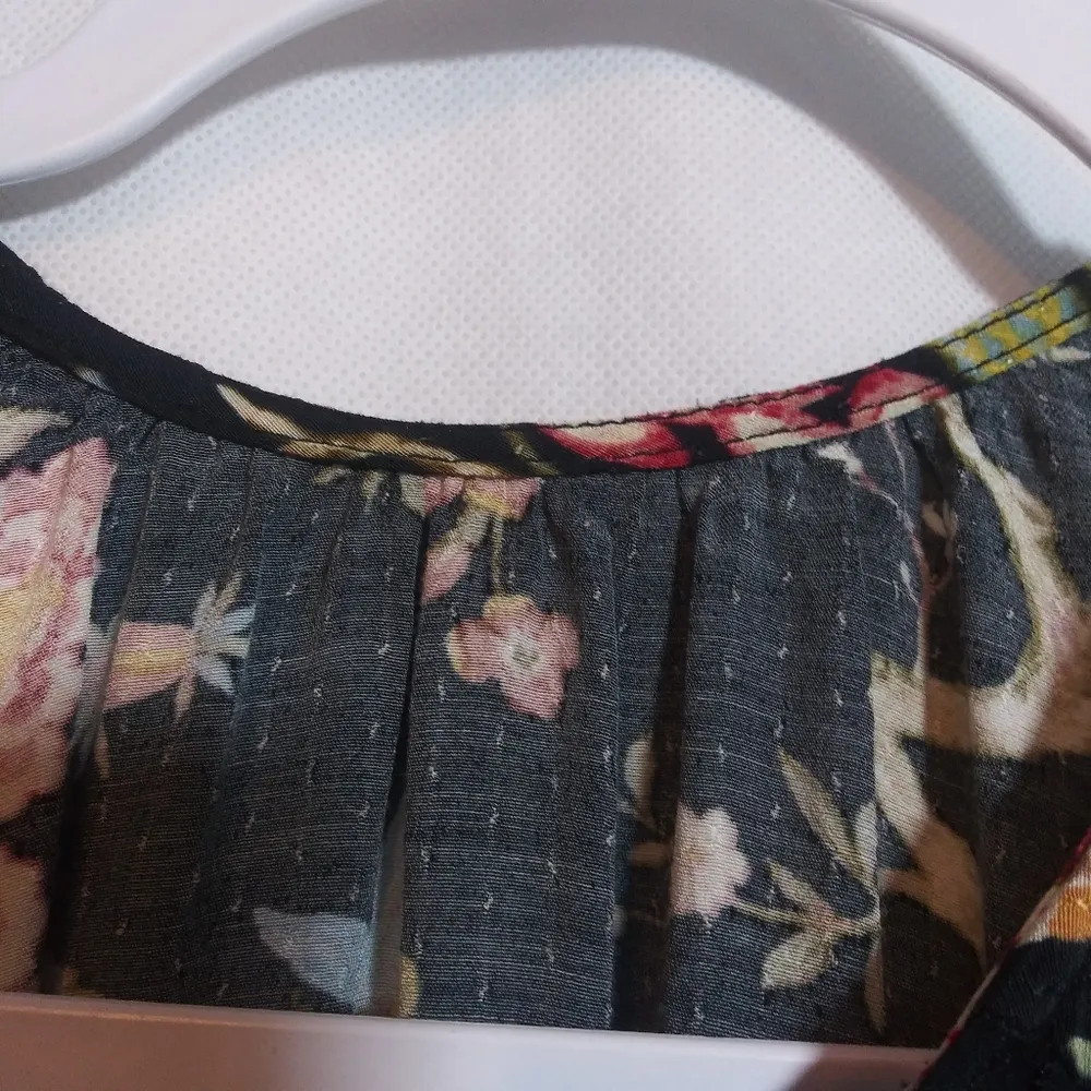 GP&J Baker x H&M Midi Shift Bohemian Dress Black Floral Birds Casual Size L - Image 6