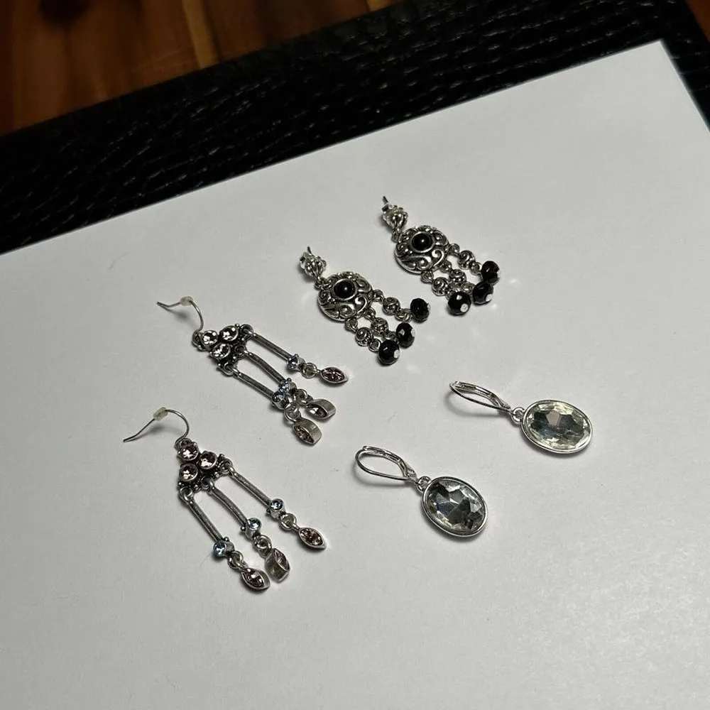 Lot Of 3 Silver Tone Dangle Drop Earrings - Signed Jewelmint, Nine West, Avon - Image 4