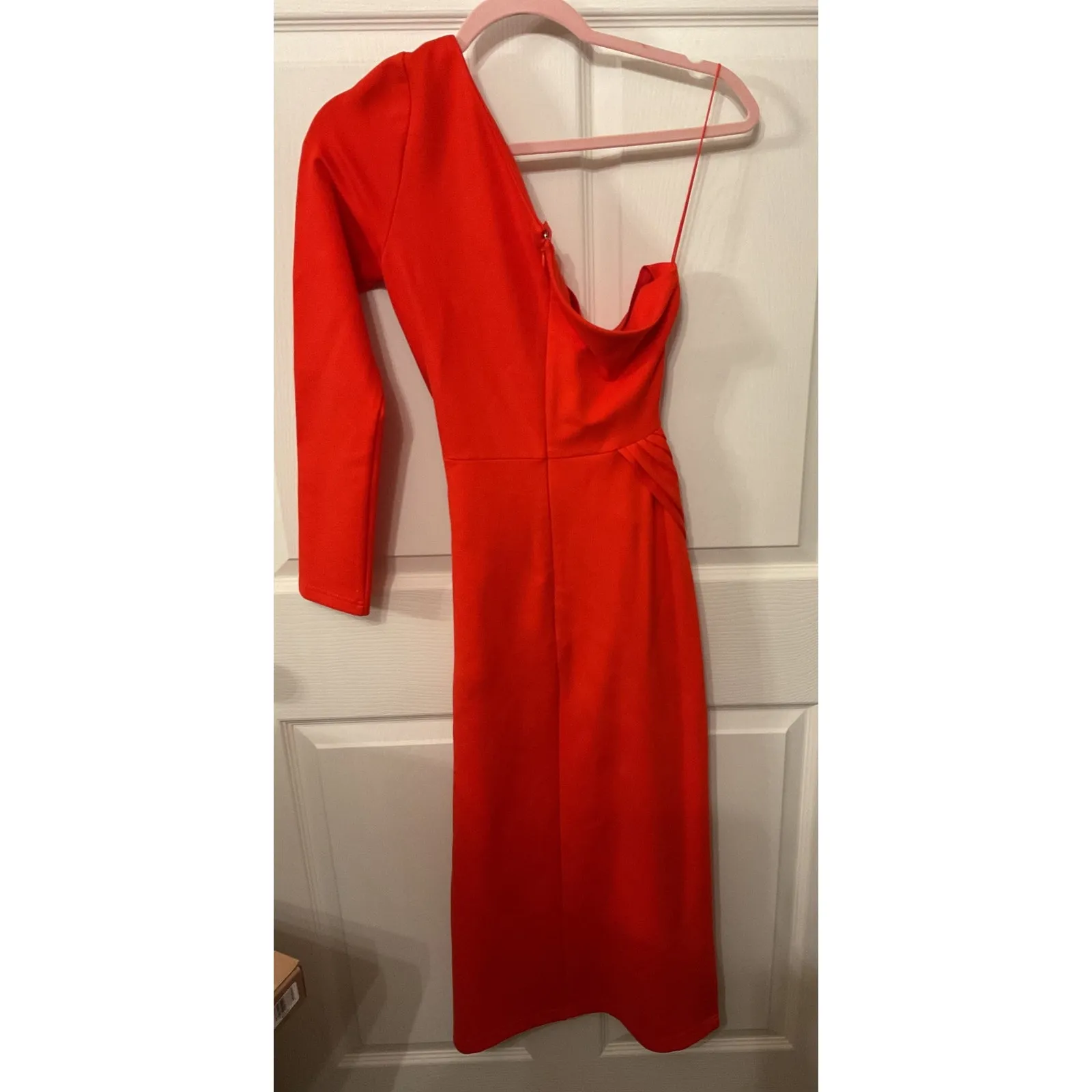 Revolve Alexis Orange Red Royale One Shoulder Cut-Out Midi Dress, M - Image 12