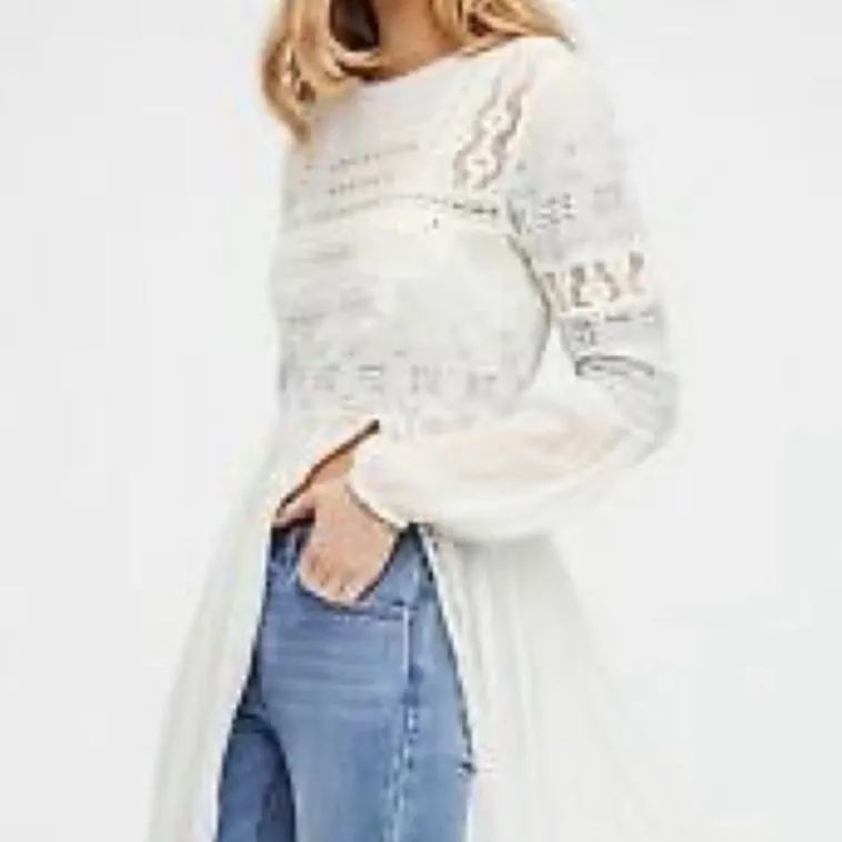 NWT Free People Sweet Sunny Days Gauze Tunic / Dress Ivory Small Retail $168.00 - Image 3