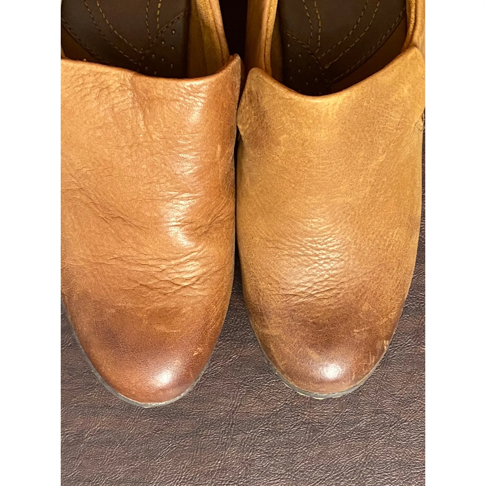 BØC Born Concepts Brown Leather Heeled Clogs‎ Mules Slip On Comfort Shoes 7.5 - Image 10